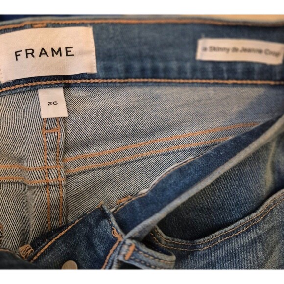 FRAME le Skinny de Jeanne Crop Jeans Stretch Denim Jeans Medium Wash sz 26 - Picture 6 of 7